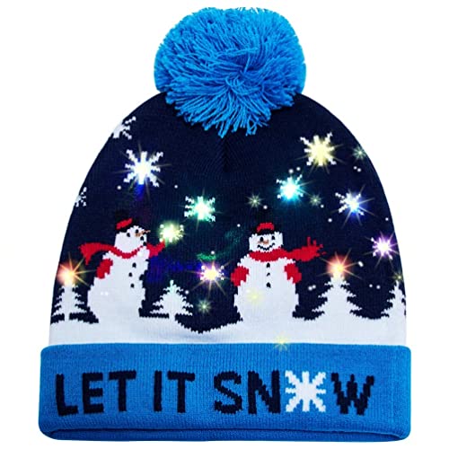 Belovecol Weihnachten Herren Party Mütze Strickmütze LED Leuchten Xmas Party Teen Unisex Neuheit mit Plüsch Ball Gute Elastizität Warme Mütze Rot & Schwarz Belovecol Weihnachten Herren Party Mütze Strickmütze LED Leuchten Xmas Party Teen Unisex Neuheit mit Plüsch Ball Gute Elastizität Warme Mütze Rot & Schwarz von Belovecol