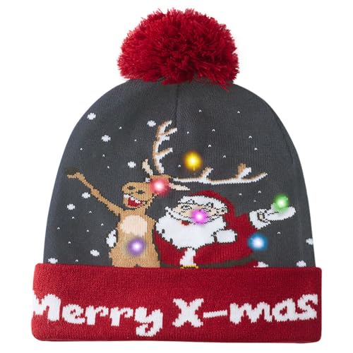 Belovecol Weihnachtsmütze LED Mütze Strickmützen Elch und Weihnachtsmann Beleuchtung Herren Lustige Warme Neuheit Unisex Grau Weihnachtsmütze für Party Belovecol Weihnachtsmütze LED Mütze Strickmützen Elch und Weihnachtsmann Beleuchtung Herren Lustige Warme Neuheit Unisex Grau Weihnachtsmütze für Party von Belovecol