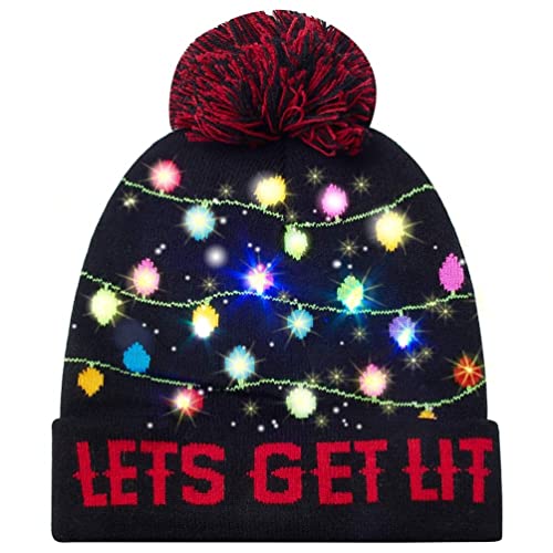 Belovecol Weihnachtsmützen Party LED Leuchten Mütze Cap Gestrickt Weihnachten Neuheit Hässliche Männer Hut Warm für den Winter Schwarz & Grün Belovecol Weihnachtsmützen Party LED Leuchten Mütze Cap Gestrickt Weihnachten Neuheit Hässliche Männer Hut Warm für den Winter Schwarz & Grün von Belovecol