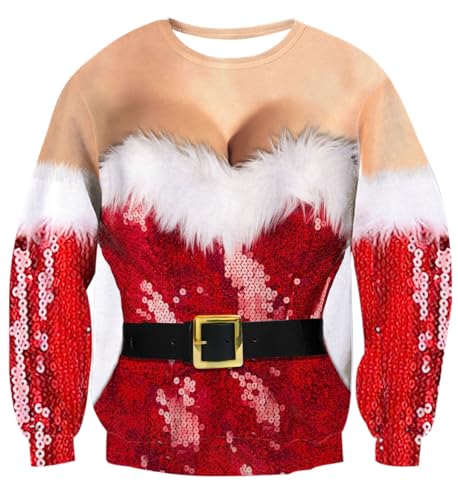 Belovecol Weihnachtspullover Herren Damen Rundhals Lustiger Druck Pullover Herbst Winter Lässiger Pullover Weihnachtsoberteil XXL von Belovecol