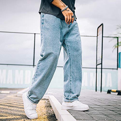 Jeans Hose Hose Loose Straight Jeans Lang Trendige Pants Hose Übergröße Herren Jeans Oversize 28-48 Loose Denim Jeans, hellblau, 38 von Beloved Morrie