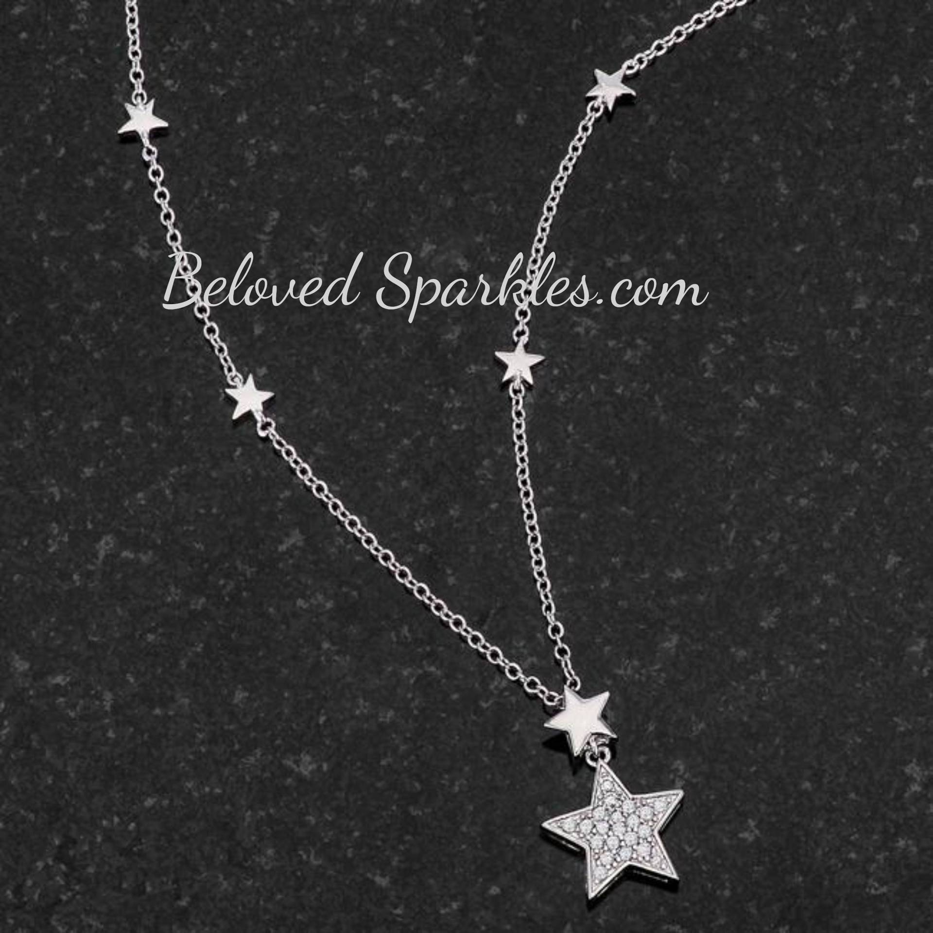 Bianca 0.5Ct Cz Stern Silber Anhänger Halskette-Celestial Stars Zirkonia Silvertone Mode Hochzeitstag Brautjungfer Mädchen von BelovedSparkles