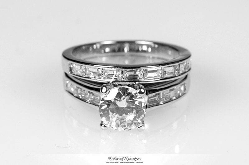 Charla 1Ct Princess Cut Cubic Zirconia 1.5Ct Engagement & Wedding Triple Ring Set-Solitaire Cz Diamond Bridal Anniversary von BelovedSparkles