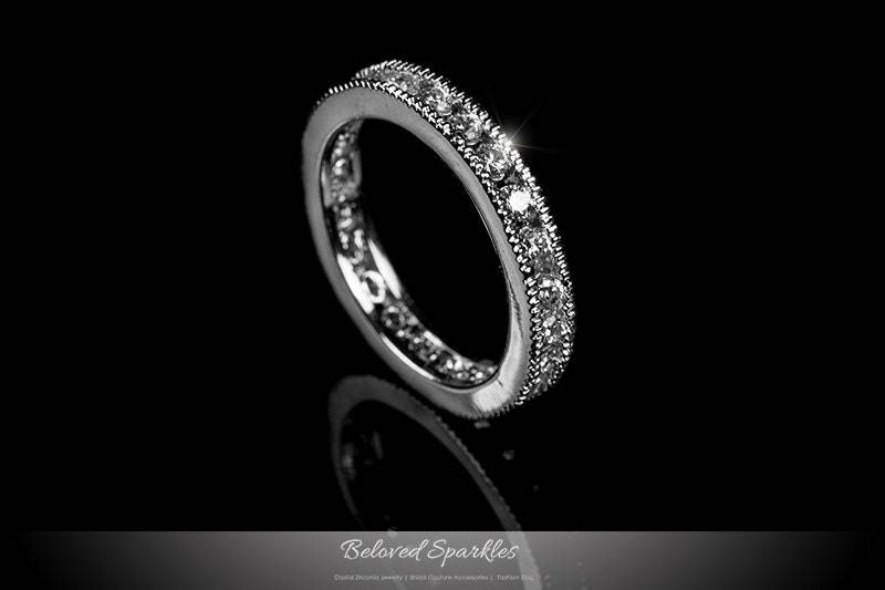 Lia 2mm 1Ct Round Cz Milgrain Channel Set Eternity Stackable Ring-Cubic Zirconia Diamond Bridal Wedding Anniversary Promise Band von BelovedSparkles