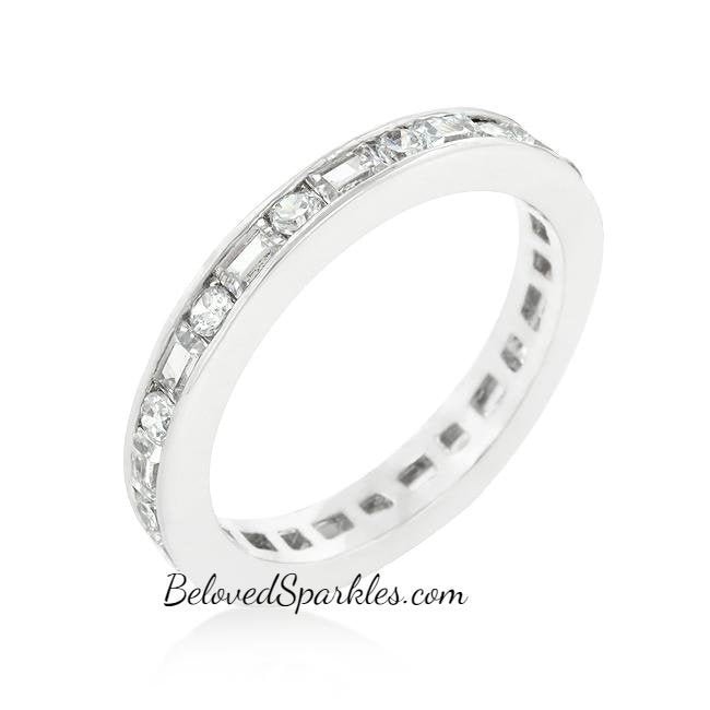 Mira 2.6Ct Baguette Round Alternating Cz Eternity Stackable Ring-Classic Cubic Zirconia Wedding Anniversary Promise Band von BelovedSparkles