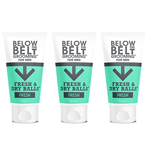 Below The Belt Grooming Fresh & Dry Balls - Intimate Deodorant For Men - Protects against Sweat, Odour and Chafing - Fresh Scent 3 x 75ml von Below The Belt Grooming