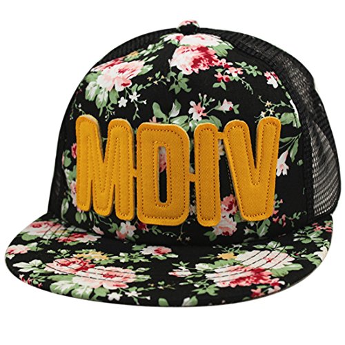 Belsen Mädchen Rock Blume Baseball Kappen Mesh Cap Truckers Hat (Briefe schwarz) von Belsen