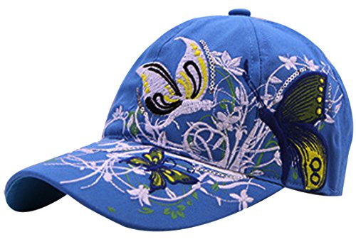 Belsen Mädchen Schmetterlings-Stickerei- Vintage Baseball Cap Snapback Trucker Hat (Erwachsene blau) von Belsen