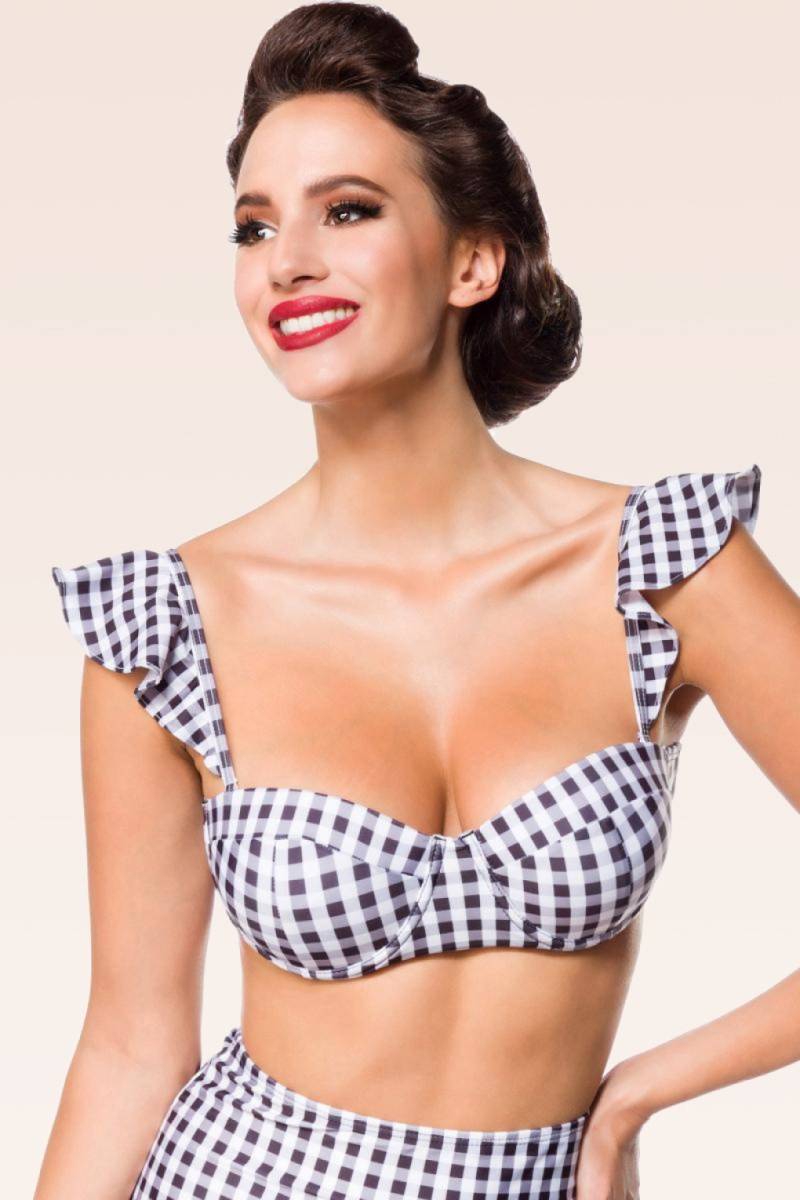 Gigi Gingham-Bikinioberteil in Schwarz und Weiß von Belsira