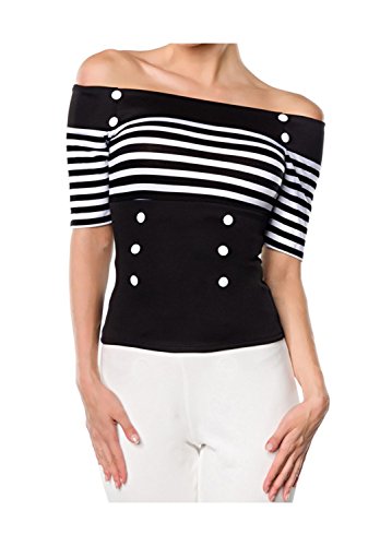 Belsira Damen Jersey-Bluse im Retro-Style XS von Belsira