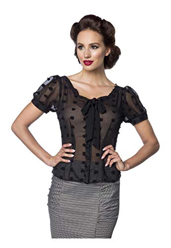 Belsira Damen Vintage-Schluppenbluse gepunktet M22 XL von Belsira