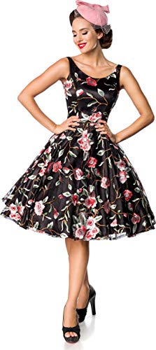 Belsira Retro Flower Dress Dark Mittellanges Kleid schwarz XL von Belsira