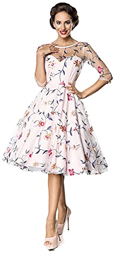 Belsira Retro Flower Dress Frauen Mittellanges Kleid rosa S von Belsira