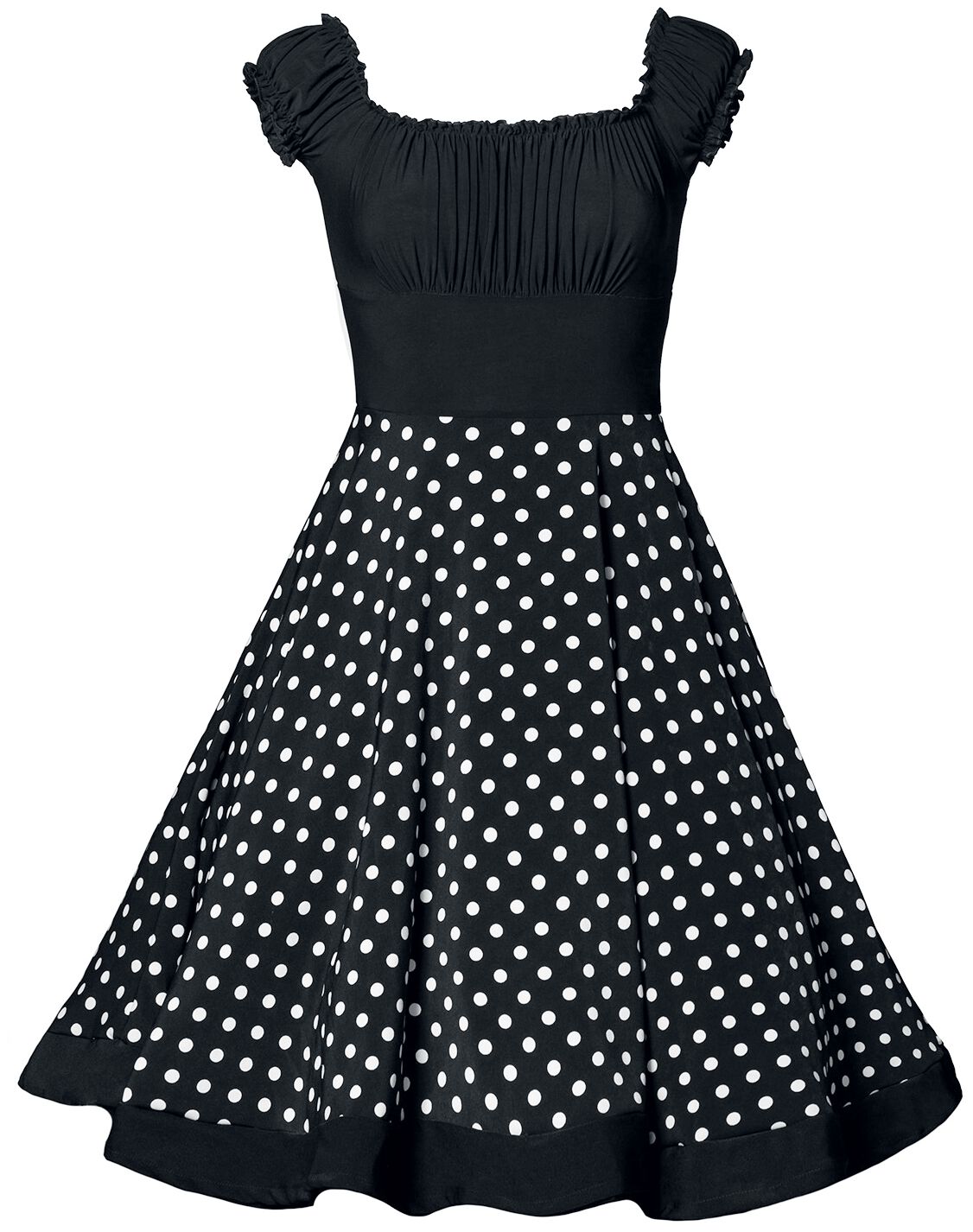 Belsira - Rockabilly Kleid knielang - Schulterfreies Swing-Kleid - XS bis 3XL - für Damen - Größe L - schwarz/weiß von Belsira