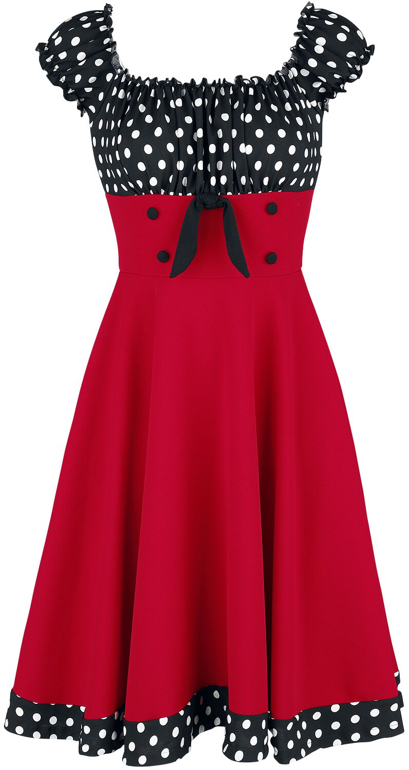 Belsira - Rockabilly Kleid knielang - Schulterfreies Swing-Kleid - XS bis 3XL - für Damen - Größe L - schwarz/rot/weiß von Belsira