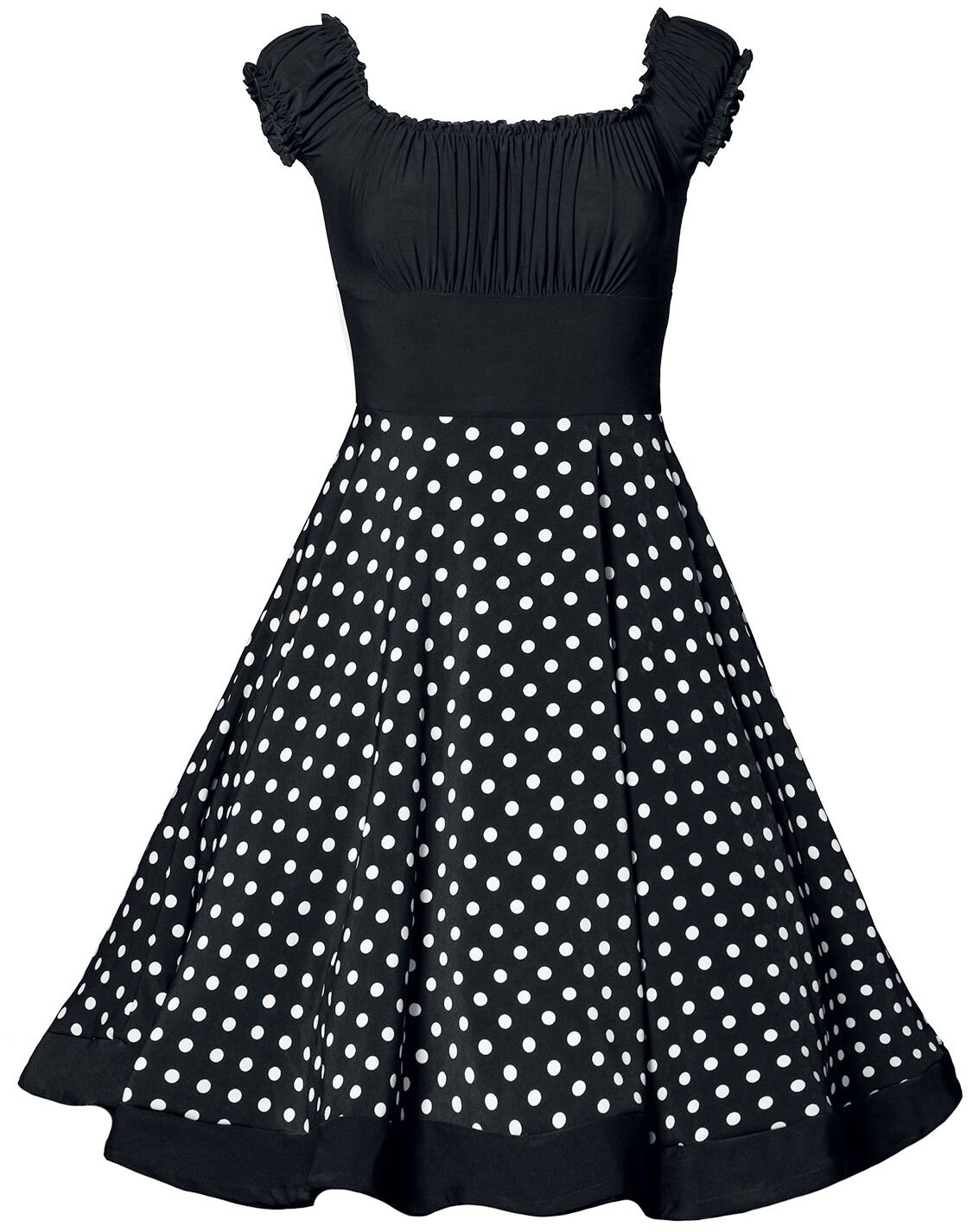 Belsira - Rockabilly Kleid knielang - Schulterfreies Swing-Kleid - XS bis 3XL - für Damen - Größe S - schwarz/weiß von Belsira