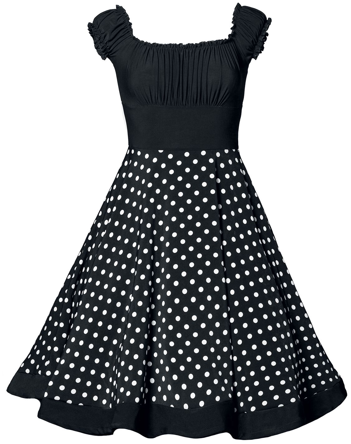 Belsira - Rockabilly Kleid knielang - Schulterfreies Swing-Kleid - XS bis 3XL - für Damen - Größe XL - schwarz/weiß von Belsira