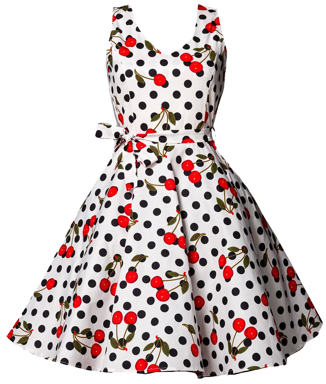 Belsira - Rockabilly Kleid knielang - Swing-Kirschenkleid - XL bis 3XL - für Damen - Größe XL - schwarz/weiß von Belsira