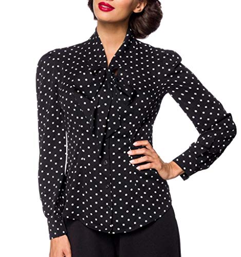 Belsira Vintage-Schluppenbluse Frauen Bluse schwarz/weiß 3XL 100% Polyester Rockabilly von Belsira