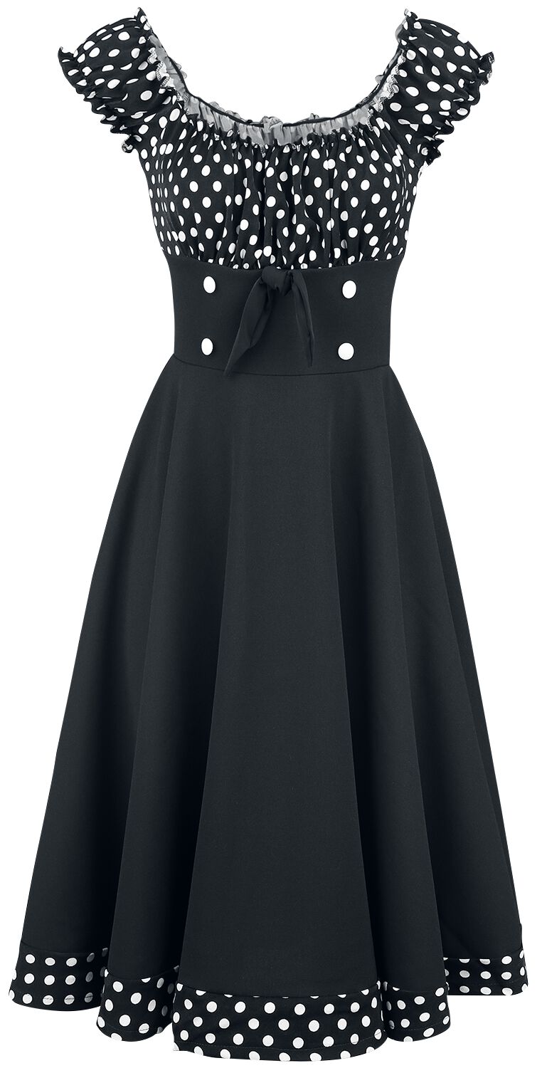 Belsira Schulterfreies Swing-Kleid Mittellanges Kleid schwarz weiß in M von Belsira