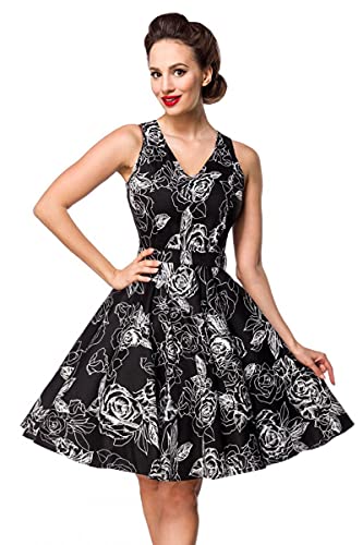 Belsira Swing-Blumenkleid Frauen Mittellanges Kleid schwarz/weiß M von Belsira