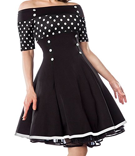 Belsira Vintage-Kleid - schwarz/Weiss/dots, Gr??e:M von Belsira