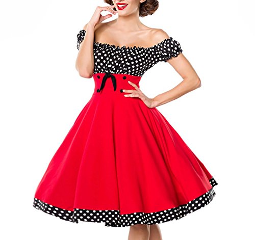 Belsira Schulterfreies Swing-Kleid - rot/schwarz/Weiss, Gr??e:M von Belsira