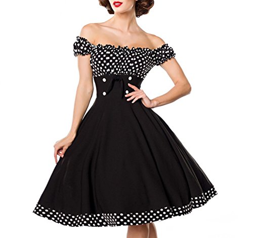 Belsira Schulterfreies Swing-Kleid Frauen Mittellanges Kleid schwarz/wei? 3XL von Belsira