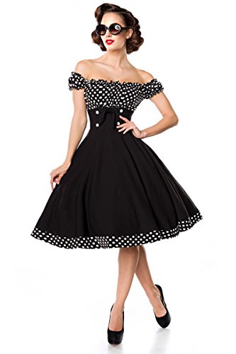 Belsira Schulterfreies Swing-Kleid Frauen Mittellanges Kleid schwarz/wei? L von Belsira