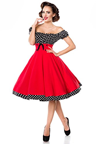 Belsira Schulterfreies Swing-Kleid - rot/schwarz/Weiss, Gr??e:XL von Belsira