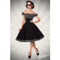 BELSIRA Retrokleid im 50s Stil mit gerafften Ärmeln, Tellerrock, Zierknöpfen & Teilungsnaht aus elastischem Jersey Vintage Look mit Stil von Belsira