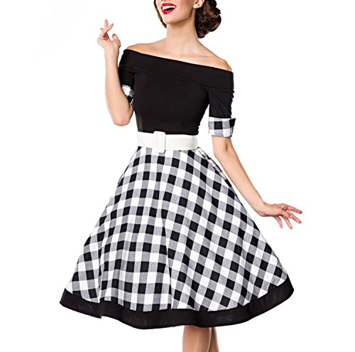 Belsira Schulterfreies Swing-Kleid Frauen Mittellanges Kleid schwarz/wei? XXL von Belsira