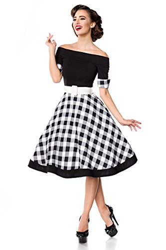 Belsira Schulterfreies Swing-Kleid Frauen Mittellanges Kleid schwarz/wei? L von Belsira