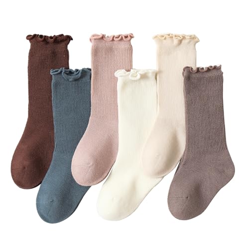 Belsmi Baby Mädchen Jungen Socken Anti Rutsch Dicke Winter Warm Lang kniehohe Strumpf Röhrensocken Manschette Baumwolle (DE/NL/SE/PL, Alter, 0 Monate, 6 Monate, Stil J) von Belsmi