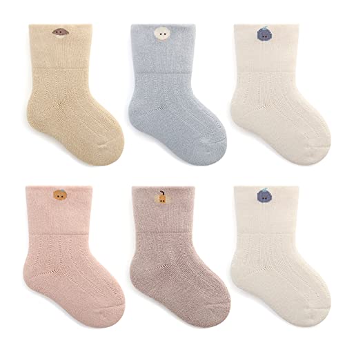 Belsmi Baby Mädchen Jungen Socken Dicke Winter Warm Lang kniehohe Strumpf Röhrensocken Manschette Baumwolle 8er Pack (DE/NL/SE/PL, Alter, 6 Monate, 12 Monate, Stil E) von Belsmi