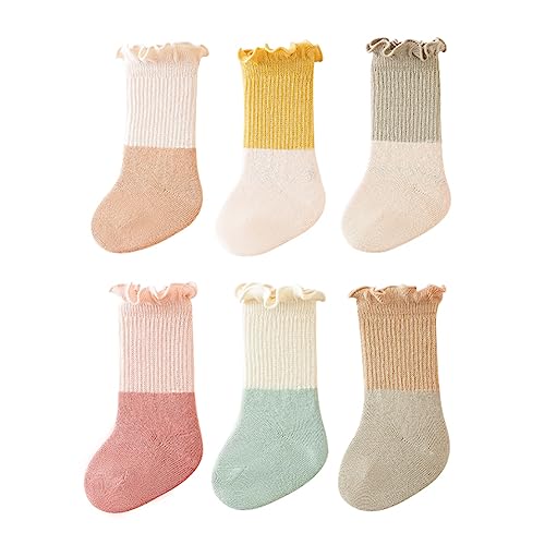 Belsmi Baby Mädchen Jungen Socken Dicke Winter Warm Lang kniehohe Strumpf Röhrensocken Manschette Baumwolle 8er Pack (DE/NL/SE/PL, Alter, 6 Monate, 12 Monate, Stil D) von Belsmi