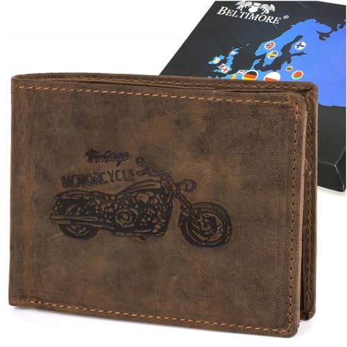 Beltimore Herren Leder Geldbörse braun Nubuk horizontal Leder nat Motor RFID von Beltimore