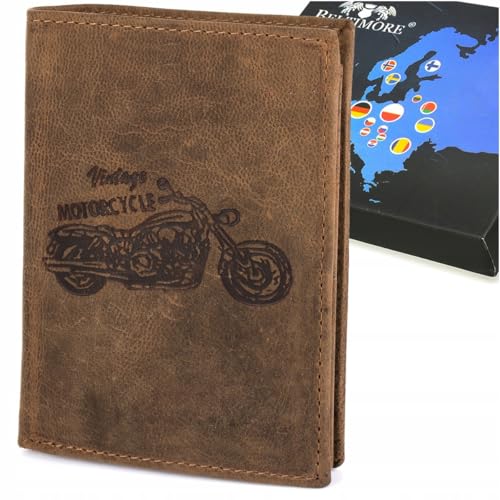 Beltimore Herren Leder Geldbörse braun Nubuk horizontal Leder nat Motor RFID von Beltimore