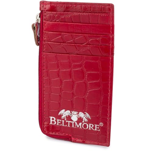Beltimore Kartenetui aus rotem Krokoleder, schmale Geldbörse von BELTIMORE