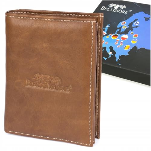 Beltimore Leder Geldbörse braun Vintage vertikal groß RFID G76 von Beltimore
