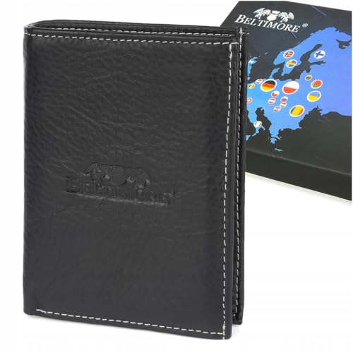 Beltimore Ledergeldbörse schwarz Vintage vertikal groß RFID G76 von Beltimore