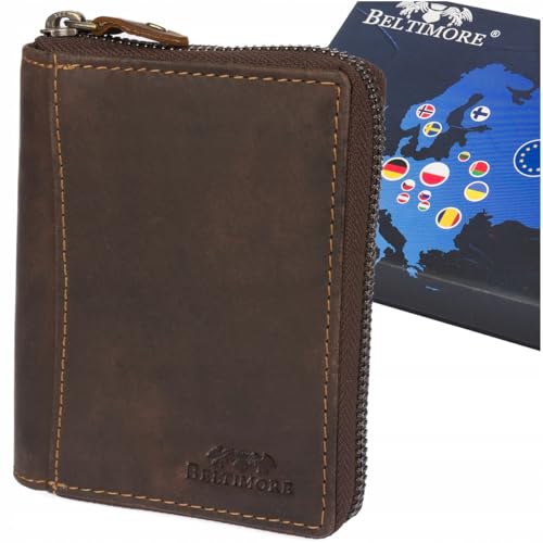 Beltimore RFID Ledergeldbörse vertikal großer Reißverschluss von Beltimore