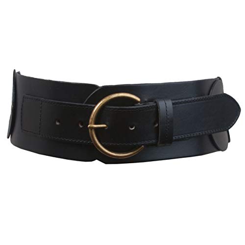 Damen-Gürtel, 75 mm, breit, hohe Taille, rund, geflochten, Rindsleder, Vollnarbenleder, Schwarz , 40W UK von beltiscool