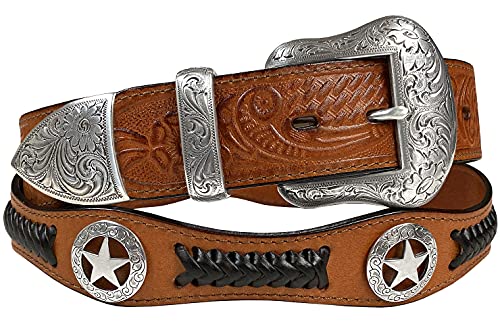 Belts.com Herren Western Ranger Star Badge Cowboy Gürtel Gr. 46, braun von Belts.com