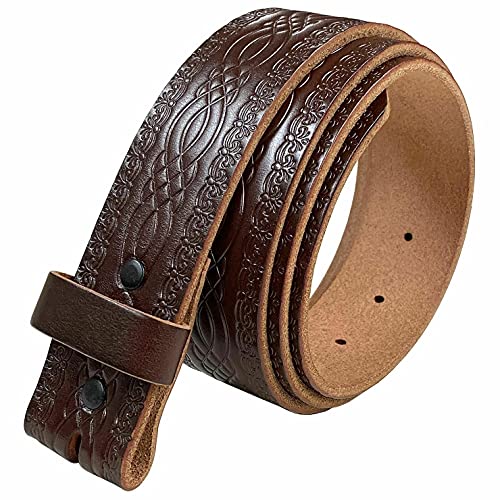 Echtes vollnarbiges Western-Ledergürtelband oder Gürtel, 3,8 cm breit, verschiedene Stiloptionen, Typ New 85-2 Braun, 32 von Belts.com
