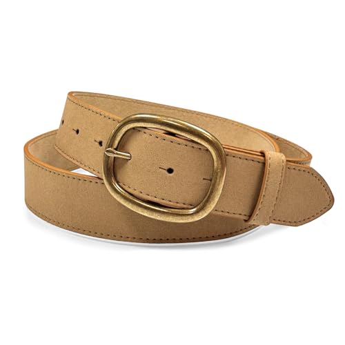 Lässiger Jeansgürtel aus Veloursleder, quadratisch, 3,8 cm breit., 36 von Belts.com