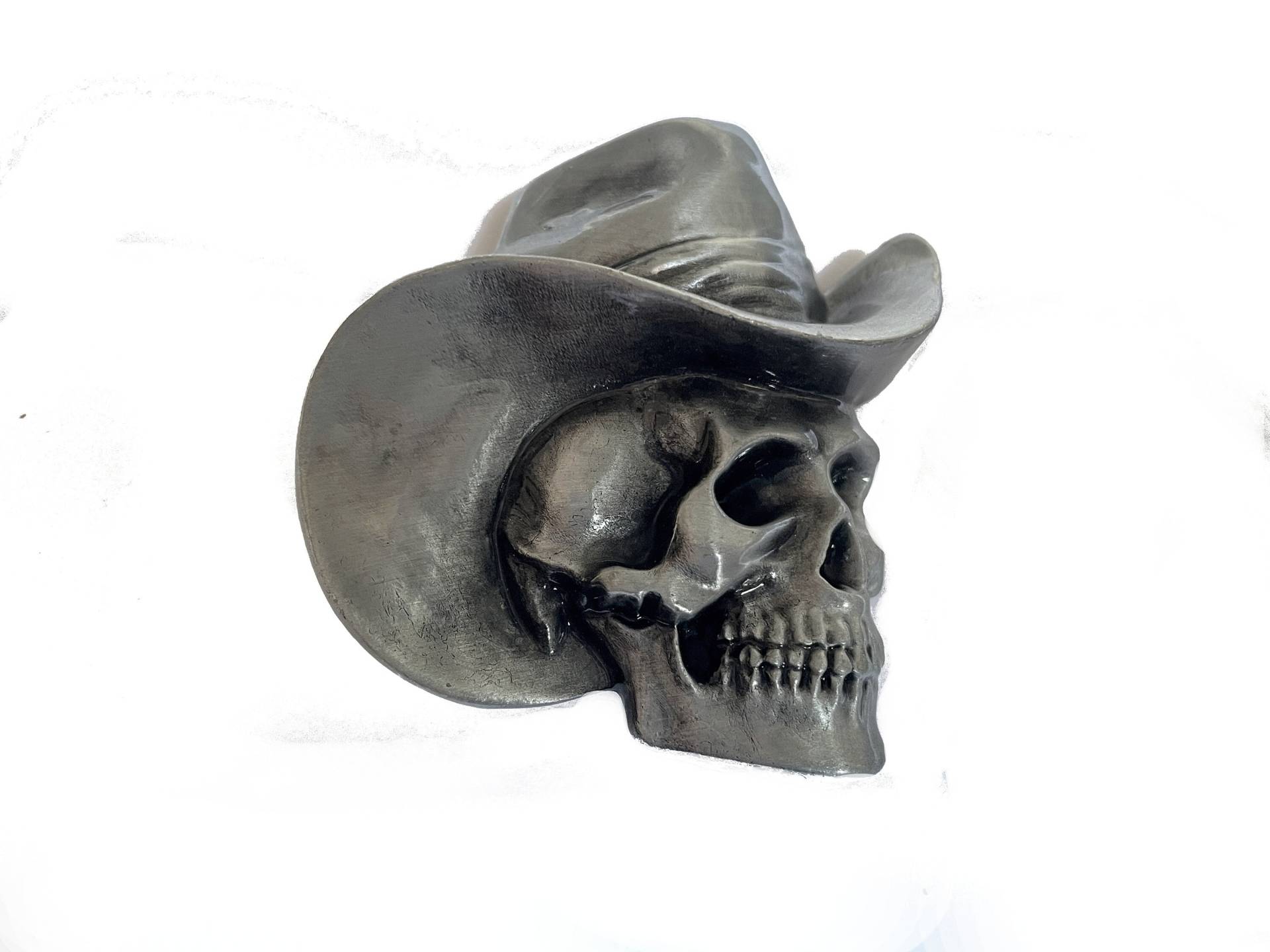 Vintage Cowboy Totenkopf Gürtelschnalle - Beängstigend Männergesicht Skelett Silber Zähne Augen Nase Western Texas Outlaw Bandit Film Crossbones von BeltsBucklesBolos