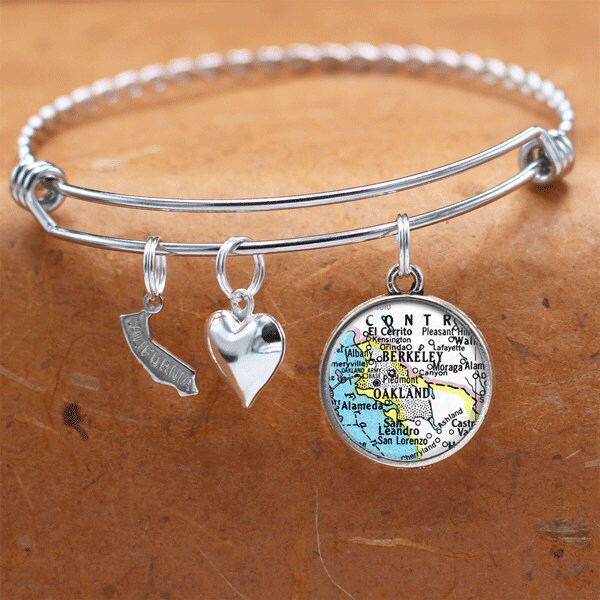 California Karte Armband/Berkeley Oakland Ca Bettelarmband Vintage Schmuck Brautjungferngeschenk Abschluss Geschenke Für Sie von BelugaHomeStudio