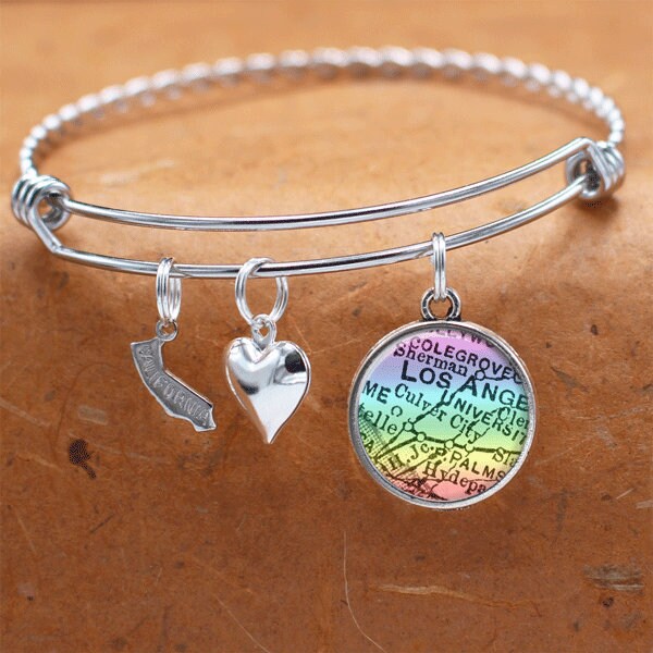 California Karte Armband/Culver City Ca Charm Regenbogen Tönung Schmuck Brautjungferngeschenk Geburtstag Graduierung Hochzeiten von BelugaHomeStudio