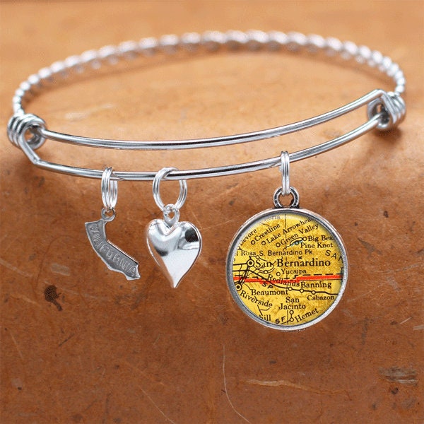 California Karte Armband/San Bernardino Ca Bettelarmband Vintage Schmuck Brautjungfer Geburtstag Graduierung Geschenke Für Sie von BelugaHomeStudio